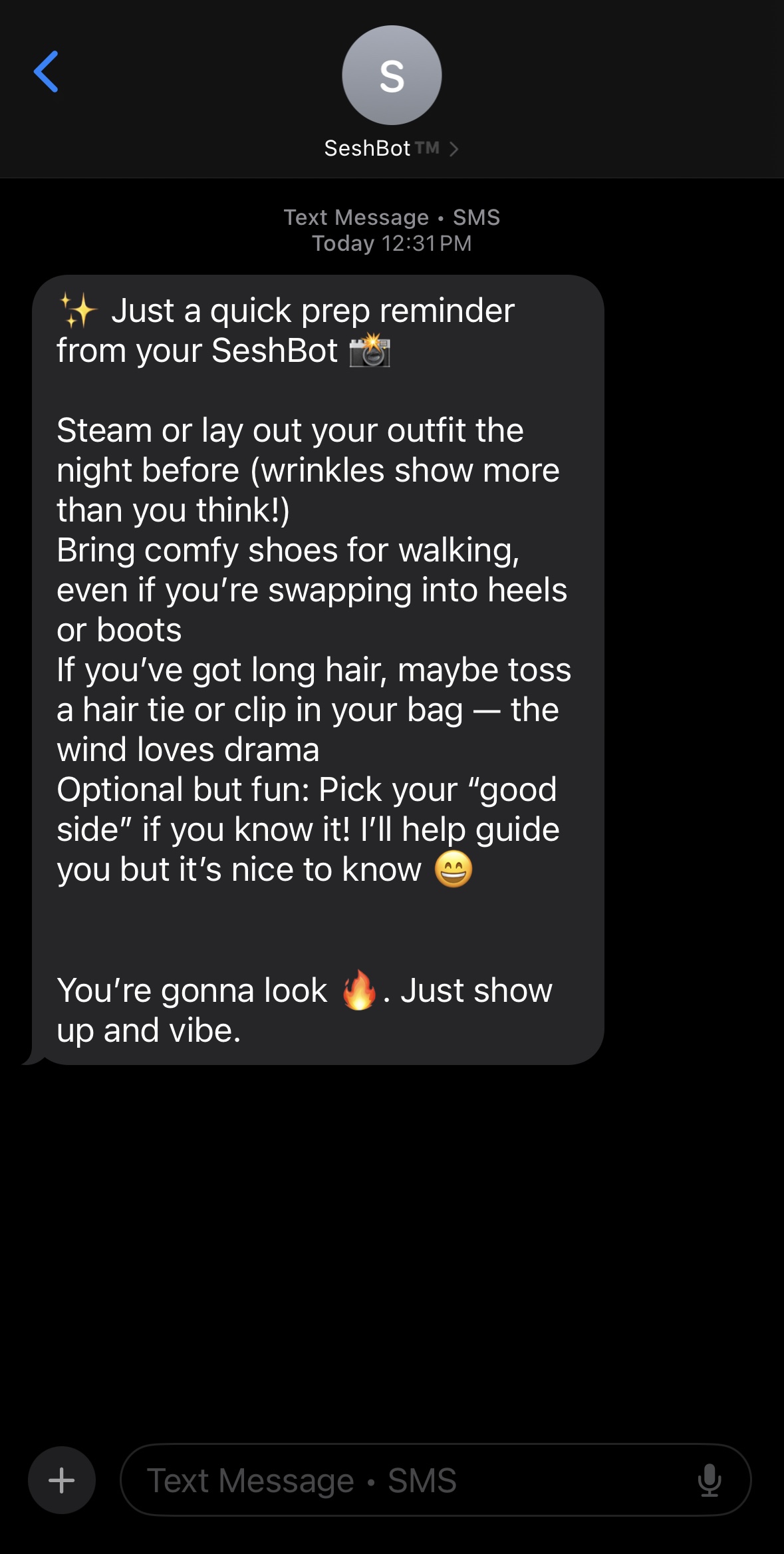 SeshBot sending a pre-session reminder